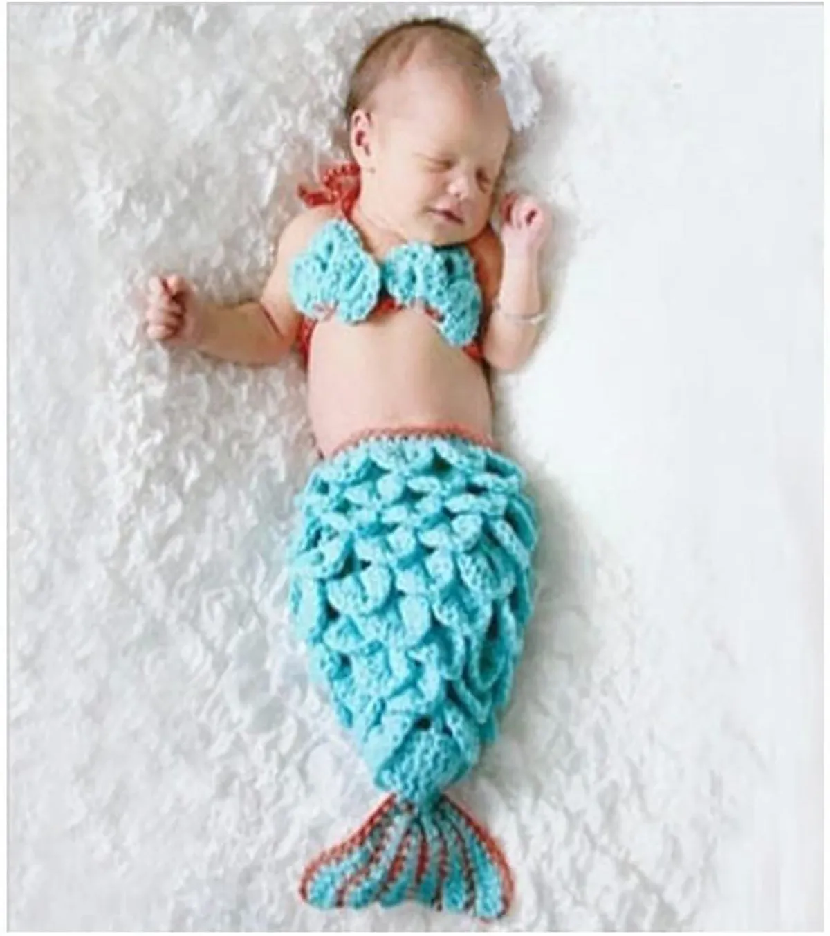 Fancydresswale Newborn Photography Mermaid Props Baby Knitting Wool Material Photography Costume Cute Animal Style Baby Crochet Clothes
