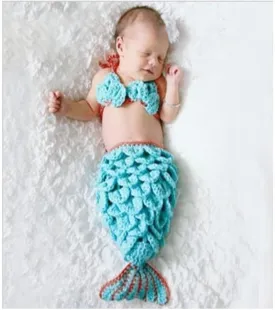Fancydresswale Newborn Photography Mermaid Props Baby Knitting Wool Material Photography Costume Cute Animal Style Baby Crochet Clothes