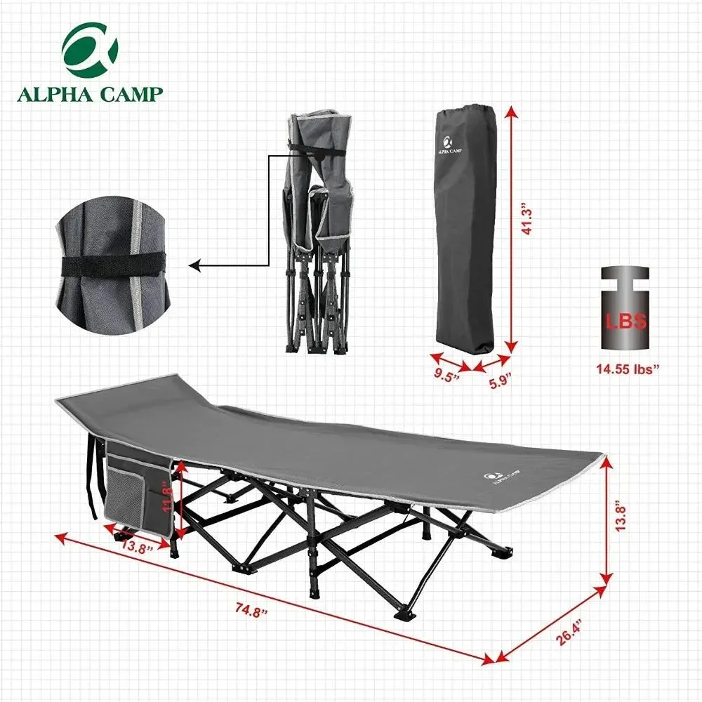 Folding Camping Bed Oversized Camping Cot Supports 600 Lbs Sleeping Bed Folding Steel Frame Portable With Carry Bag Westtune