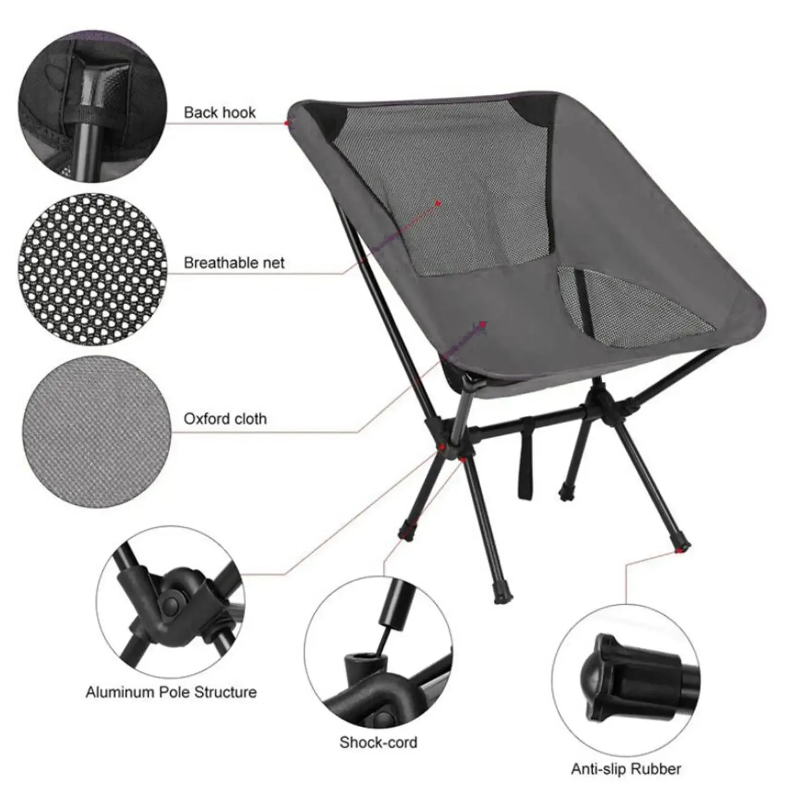 Folding Camping Chair Fishing Seat for Outdoor Hiking Backpacking BBQ Pinici 110kg
