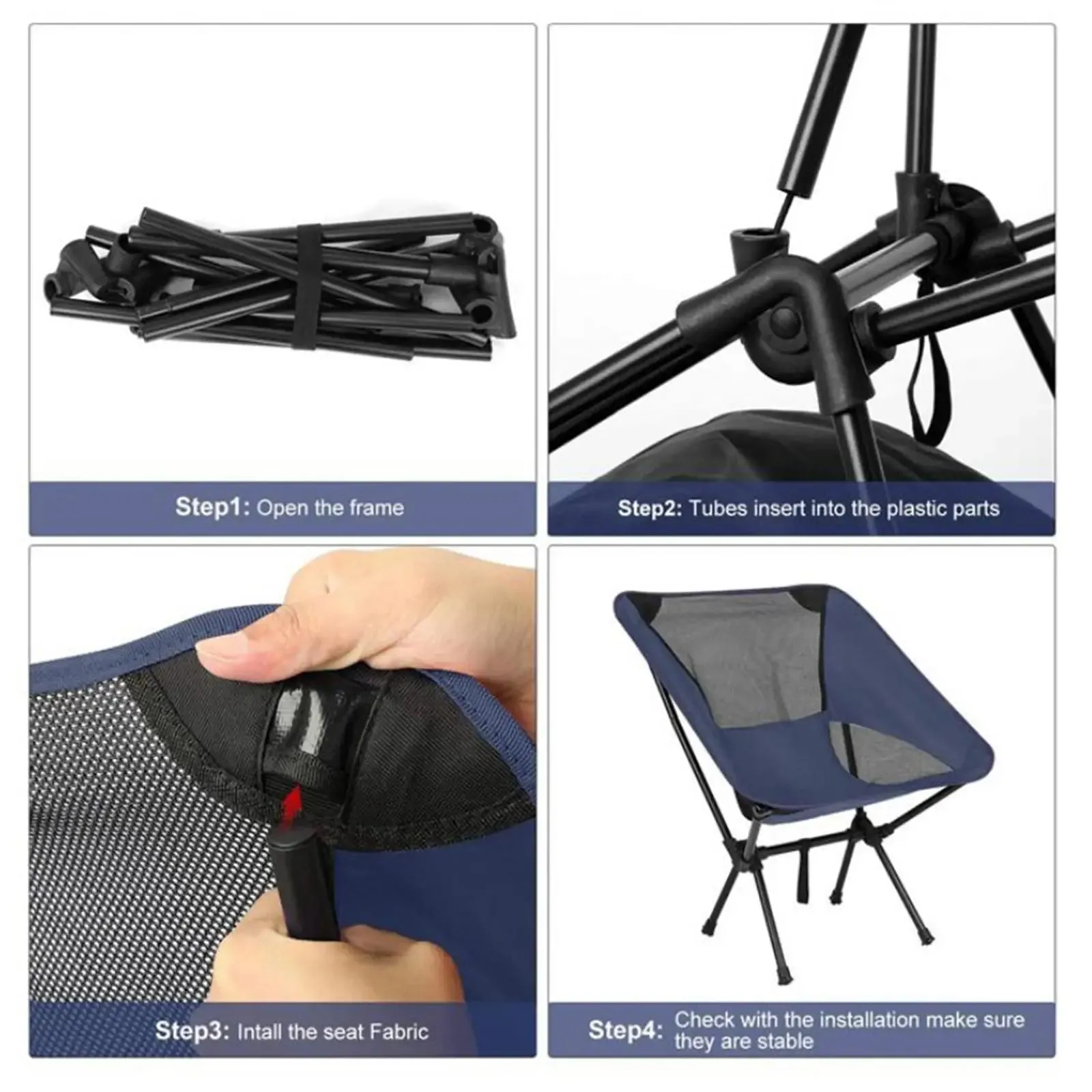 Folding Camping Chair Fishing Seat for Outdoor Hiking Backpacking BBQ Pinici 110kg