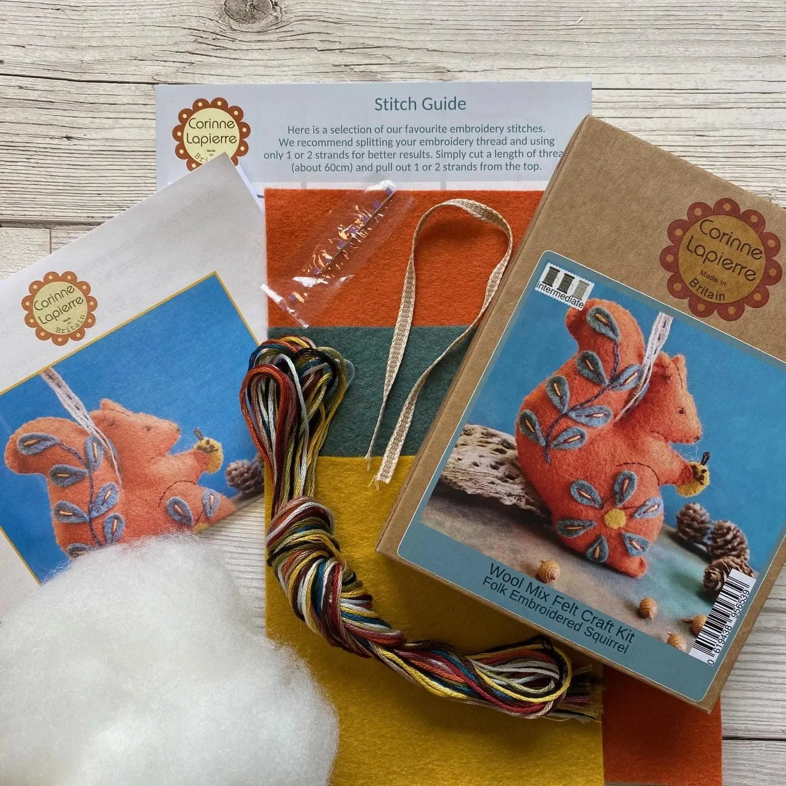 Folk Squirrel Ornament - Corinne Lapierre Embroidery Kit
