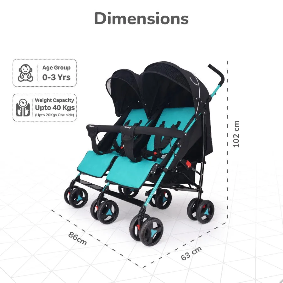 Ginny and Johnny Stroller - Compact Fold, Dual Basket, Multi-Position Recline Seat, Rear Brake
