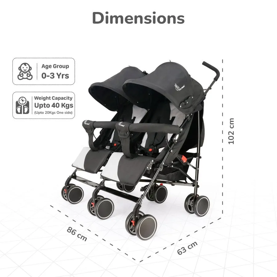 Ginny and Johnny Stroller - Compact Fold, Dual Basket, Multi-Position Recline Seat, Rear Brake
