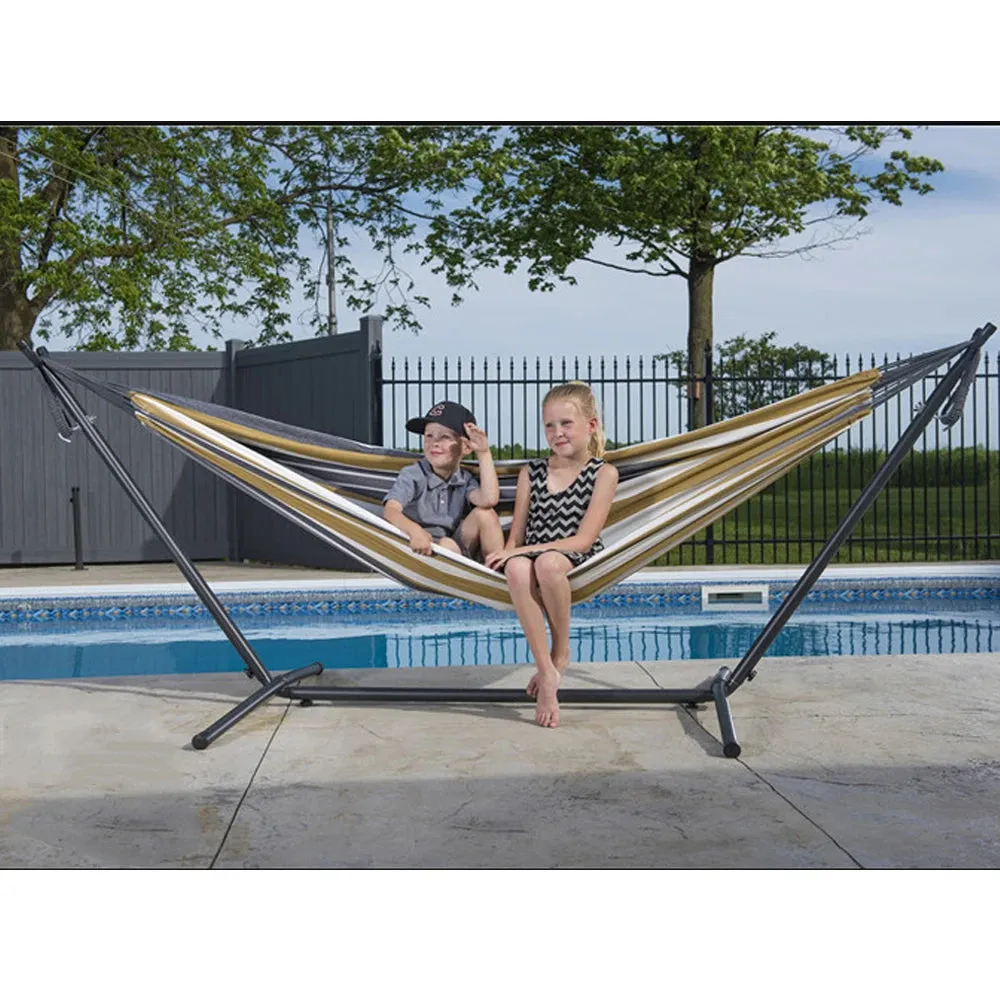 Heavy Duty Hammock with Metal Frame Free Standing Swinging Camping Travel Chair Tropical for Outdoor Patio Lawn