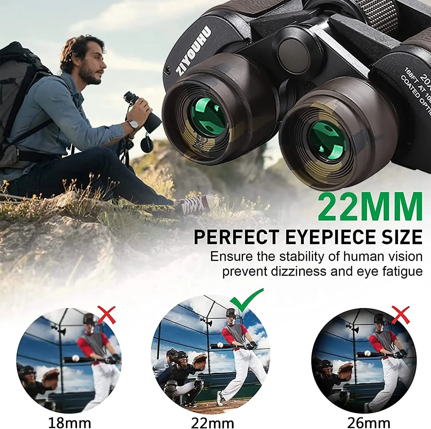 High-power military binoculars 20x50 compact waterproof birdwatching travel hunting star-watching BAK-4 prism FMC lens for adult