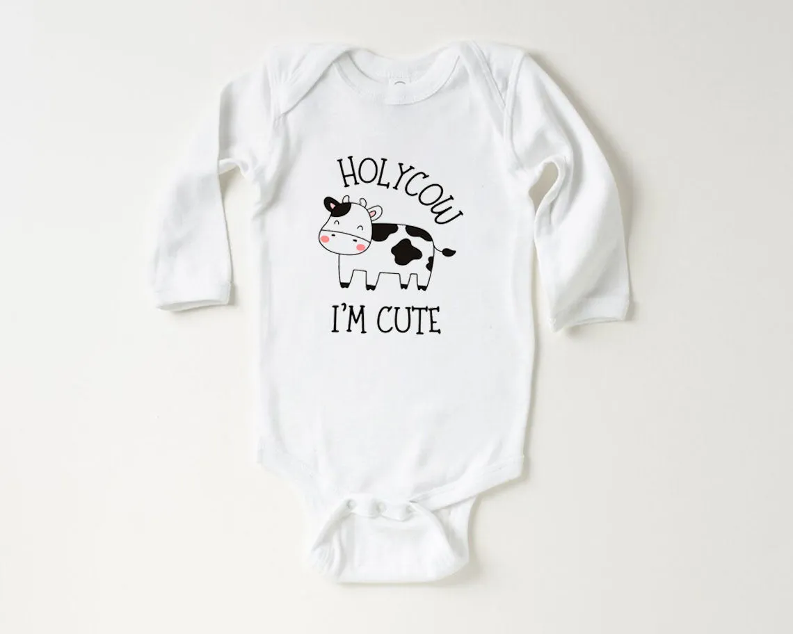 Holy Cow Baby Onesies - Cute Farm Funny - New To The Herd Animal Baby Shower Gift
