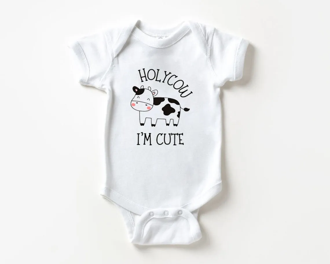 Holy Cow Baby Onesies - Cute Farm Funny - New To The Herd Animal Baby Shower Gift