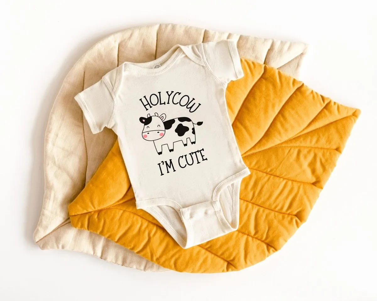Holy Cow Baby Onesies - Cute Farm Funny - New To The Herd Animal Baby Shower Gift