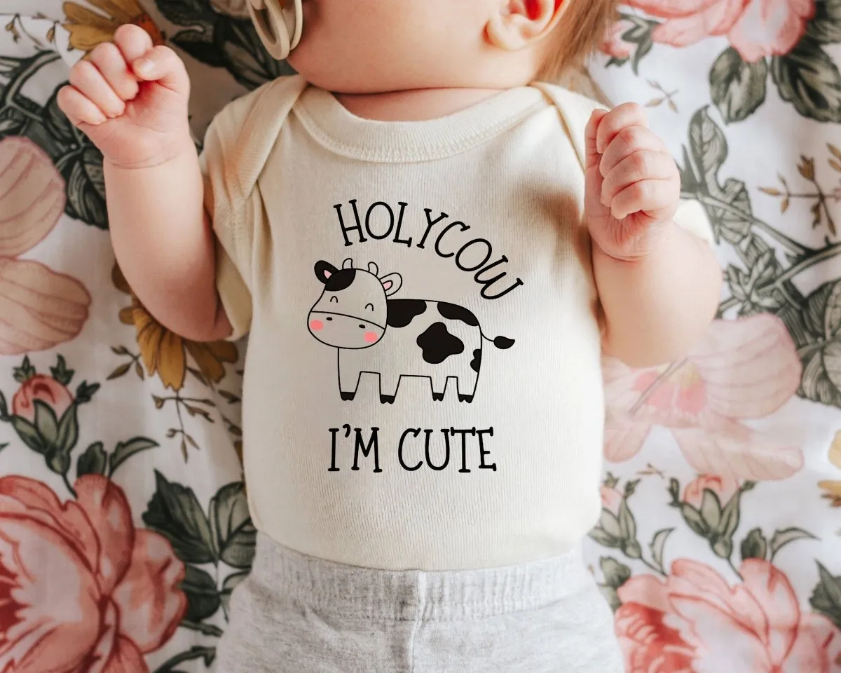 Holy Cow Baby Onesies - Cute Farm Funny - New To The Herd Animal Baby Shower Gift
