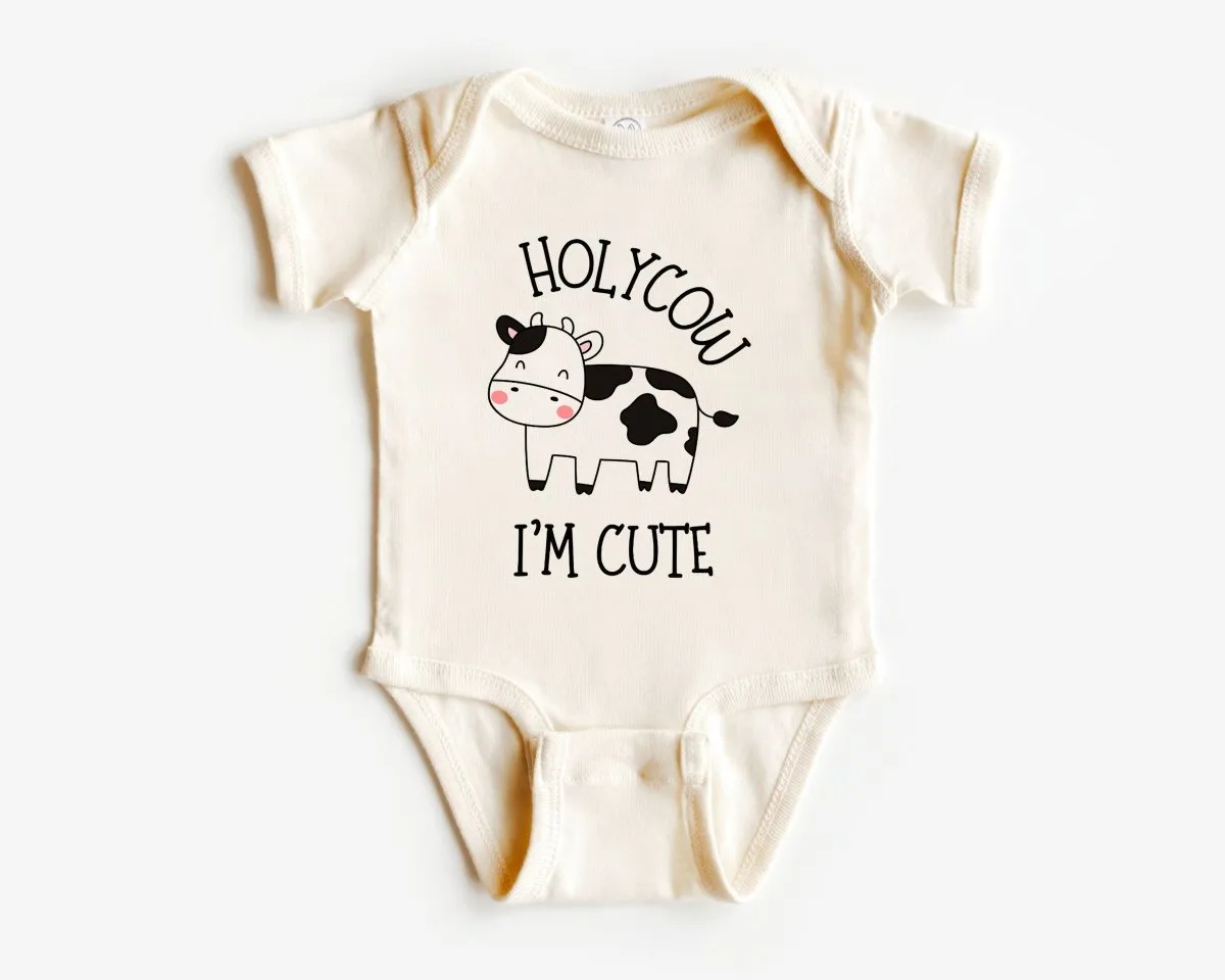 Holy Cow Baby Onesies - Cute Farm Funny - New To The Herd Animal Baby Shower Gift
