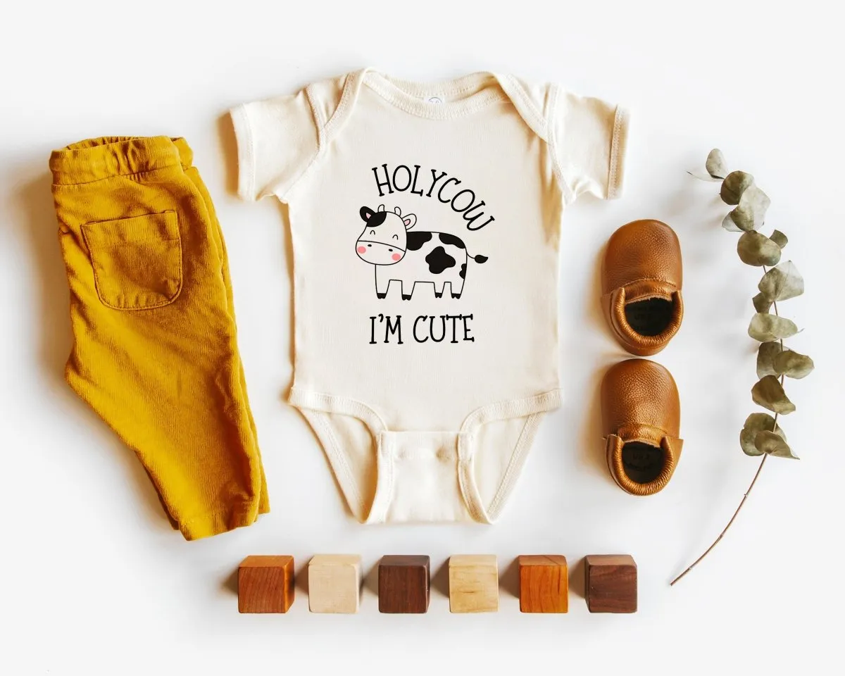 Holy Cow Baby Onesies - Cute Farm Funny - New To The Herd Animal Baby Shower Gift