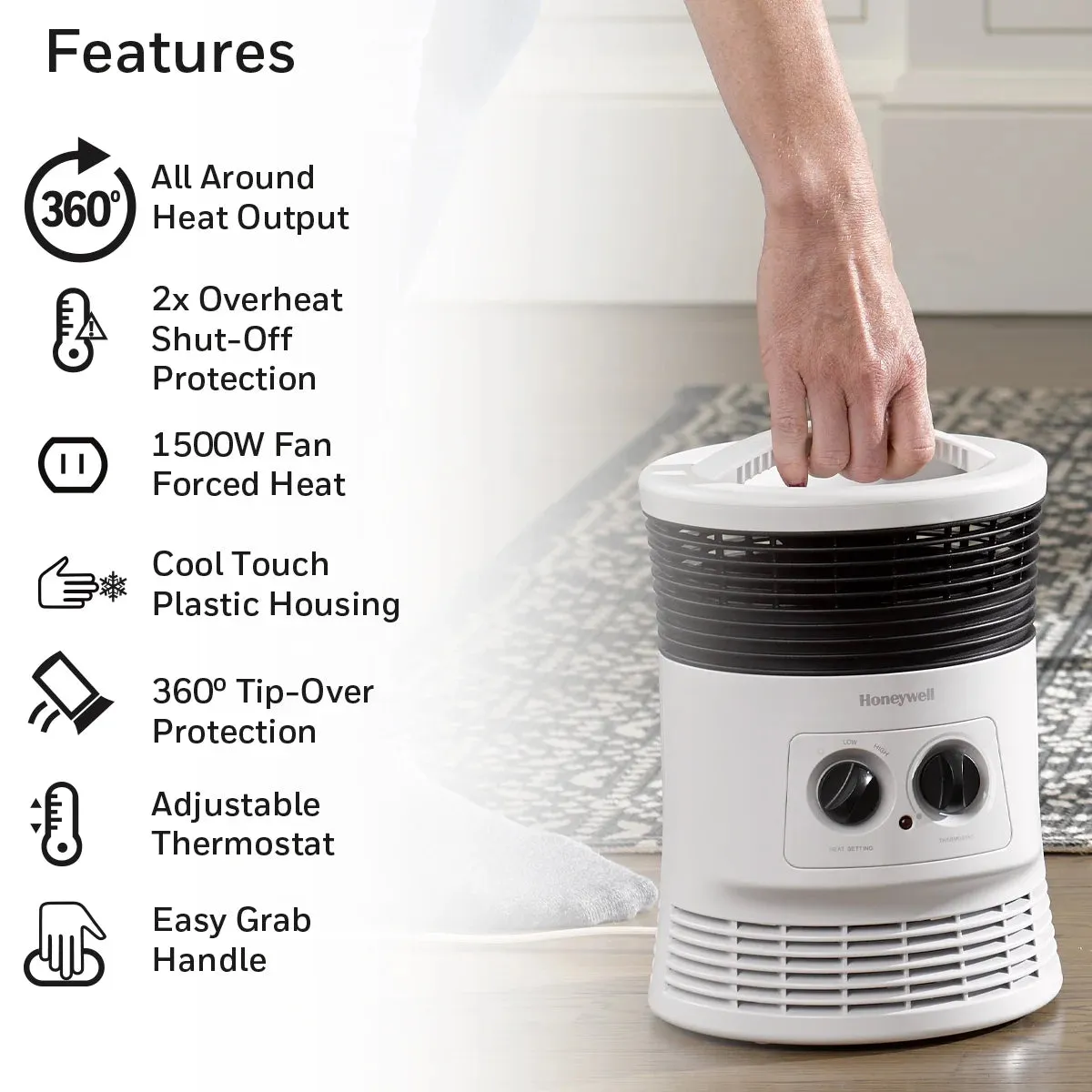 Honeywell 360 Surround Fan Forced Heater, New, White, HHF360W