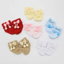 Imported 1 Pair Cute Bow Balls Baby Cotton Wool Socks For 0-6 Months