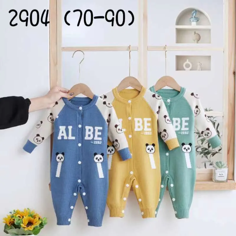 Imported 1 Pc Winter Woolen Cute Panda Baby Sweater Romper Onesie for 6 – 18 months