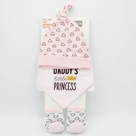 Imported 3 Pcs Baby Girl Knot Cap Bib and Socks Set for 0-6 Months