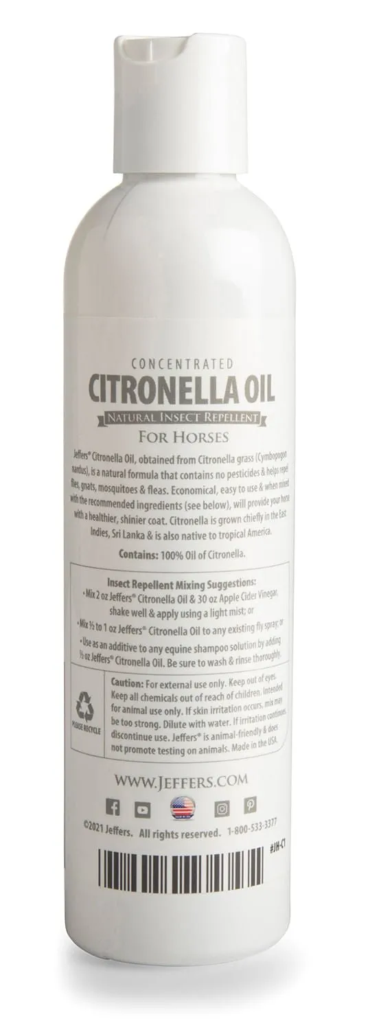 Jeffers Concentrated Citronella Oil Natural Insect Repellent, 8 oz