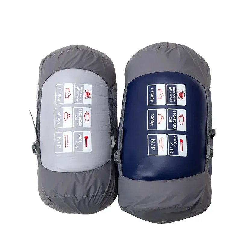 JUNGLEKING Ultralight Mummy Duck Down Sleeping Bag Outdoor Backpacking Camping Hiking Travel Spring Summer Autumn WinterPortable