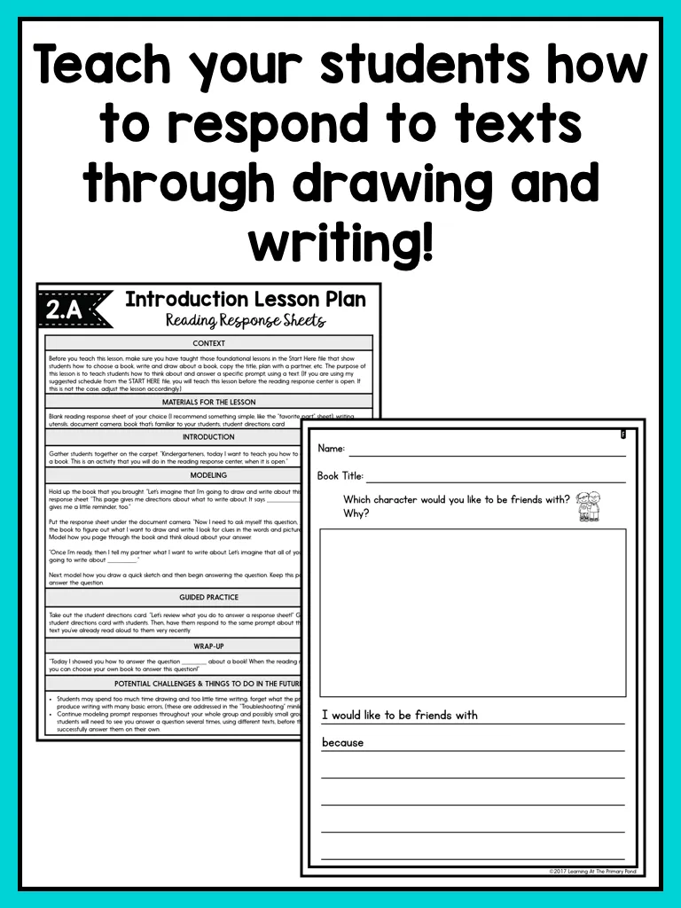 Kindergarten Reading Response Center Activities