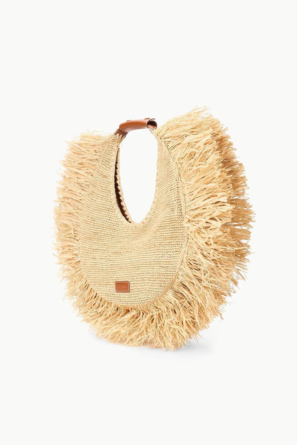 LARGE RAFFIA MOON TOTE BAG | NATURAL FRINGE