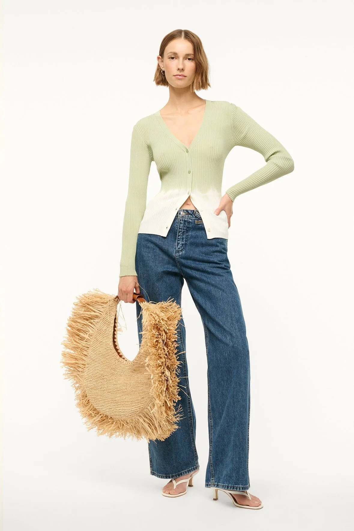 LARGE RAFFIA MOON TOTE BAG | NATURAL FRINGE