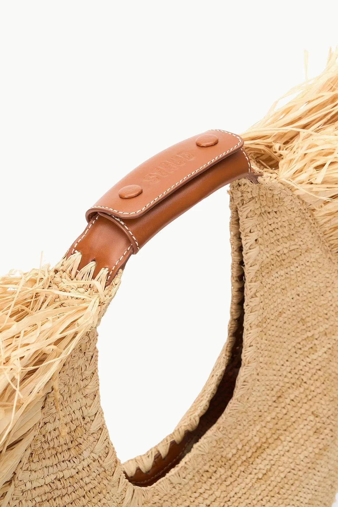 LARGE RAFFIA MOON TOTE BAG | NATURAL FRINGE