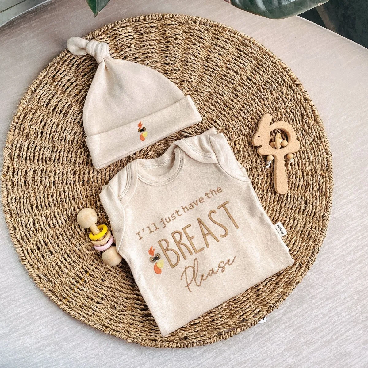 Little Turkey My First Thanksgiving Romper Onesies – Embroidered I'll just have the breast please onesie Fall Gender Neutral Style