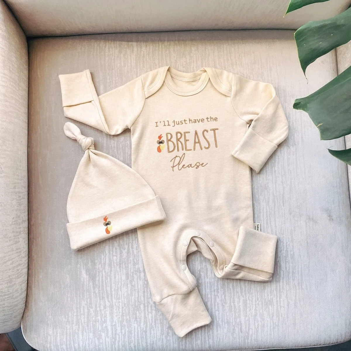 Little Turkey My First Thanksgiving Romper Onesies – Embroidered I'll just have the breast please onesie Fall Gender Neutral Style