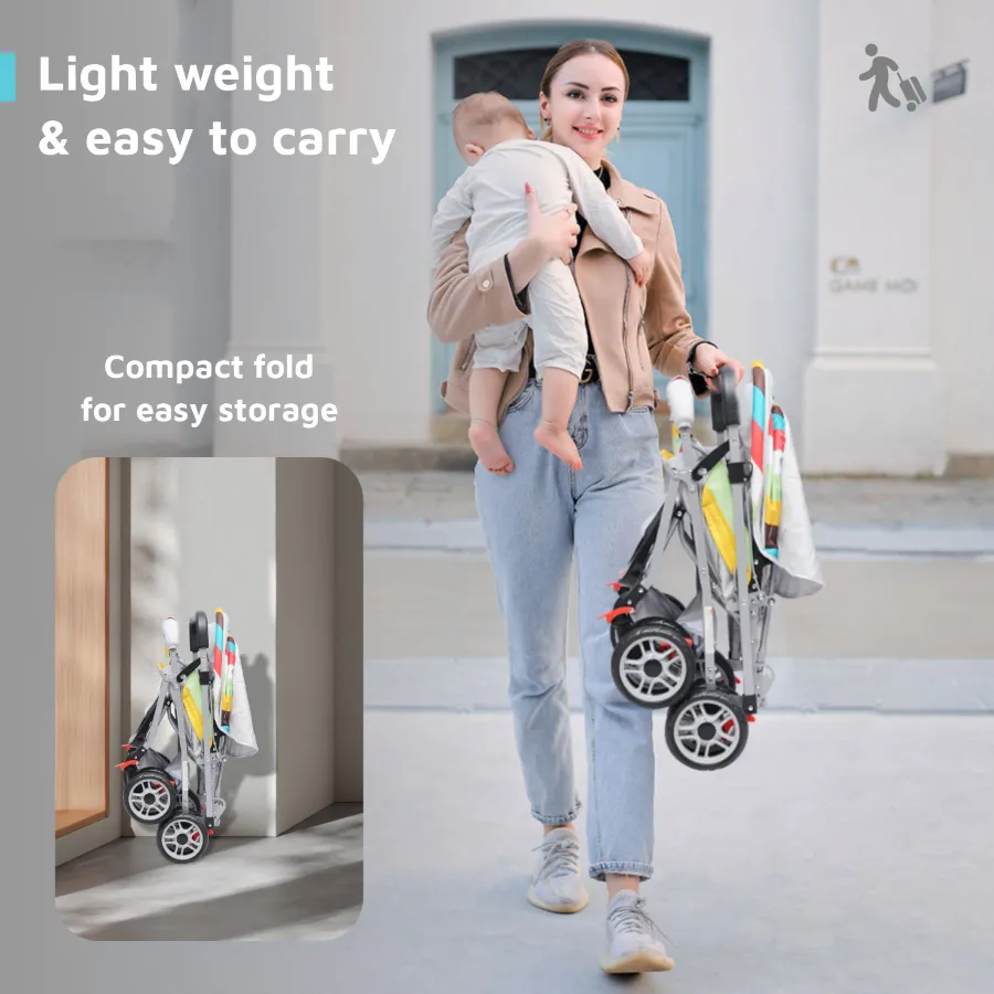 Lollipop Lite Stroller - Travel Friendly, Easy To Fold, Reversible Handle, Wheel Lock, Adjustable Leg Rest