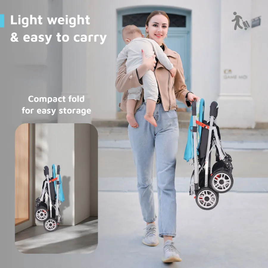 Lollipop Lite Stroller - Travel Friendly, Easy To Fold, Reversible Handle, Wheel Lock, Adjustable Leg Rest
