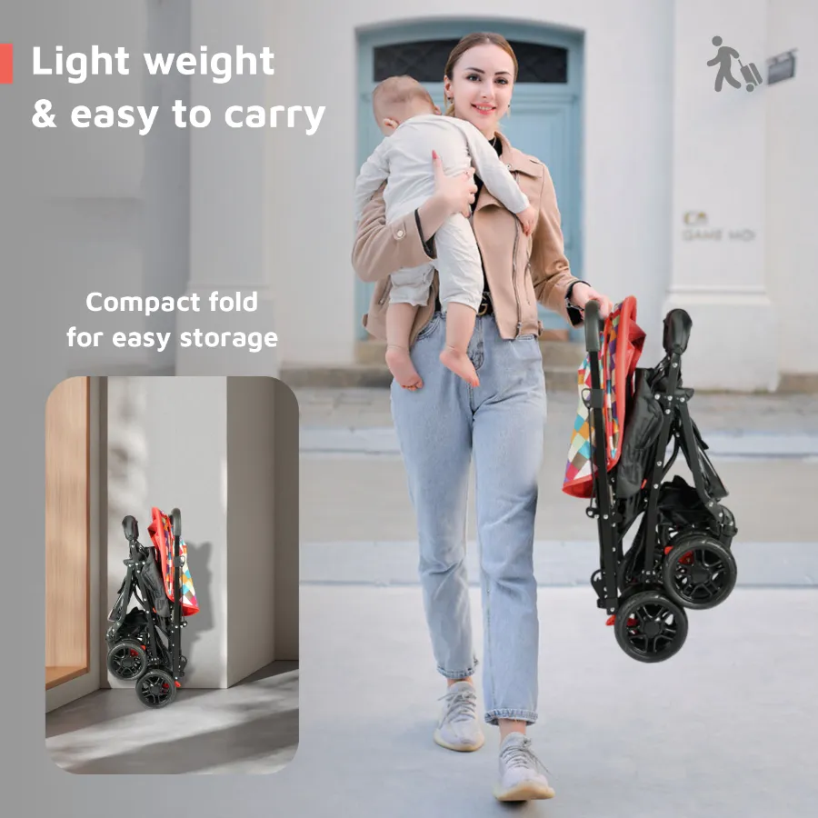 Lollipop Lite Stroller - Travel Friendly, Easy To Fold, Reversible Handle, Wheel Lock, Adjustable Leg Rest