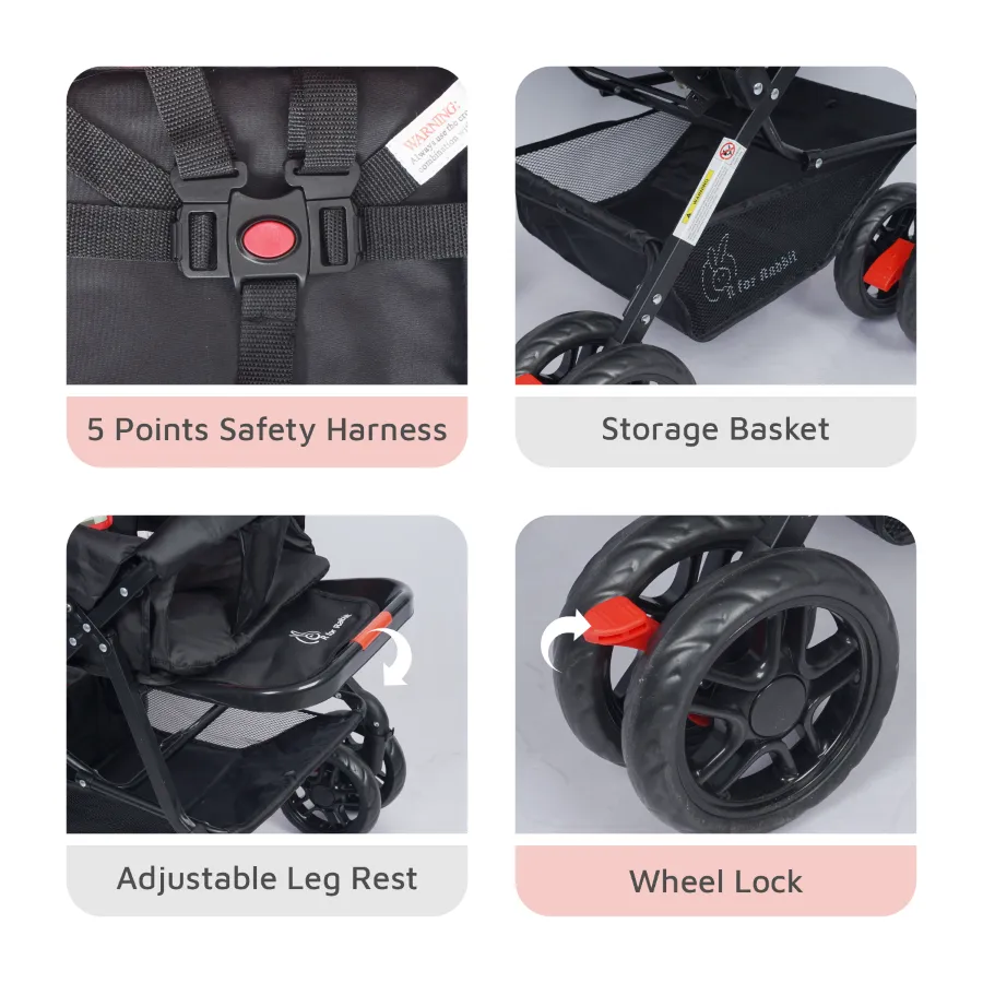 Lollipop Lite Stroller - Travel Friendly, Easy To Fold, Reversible Handle, Wheel Lock, Adjustable Leg Rest