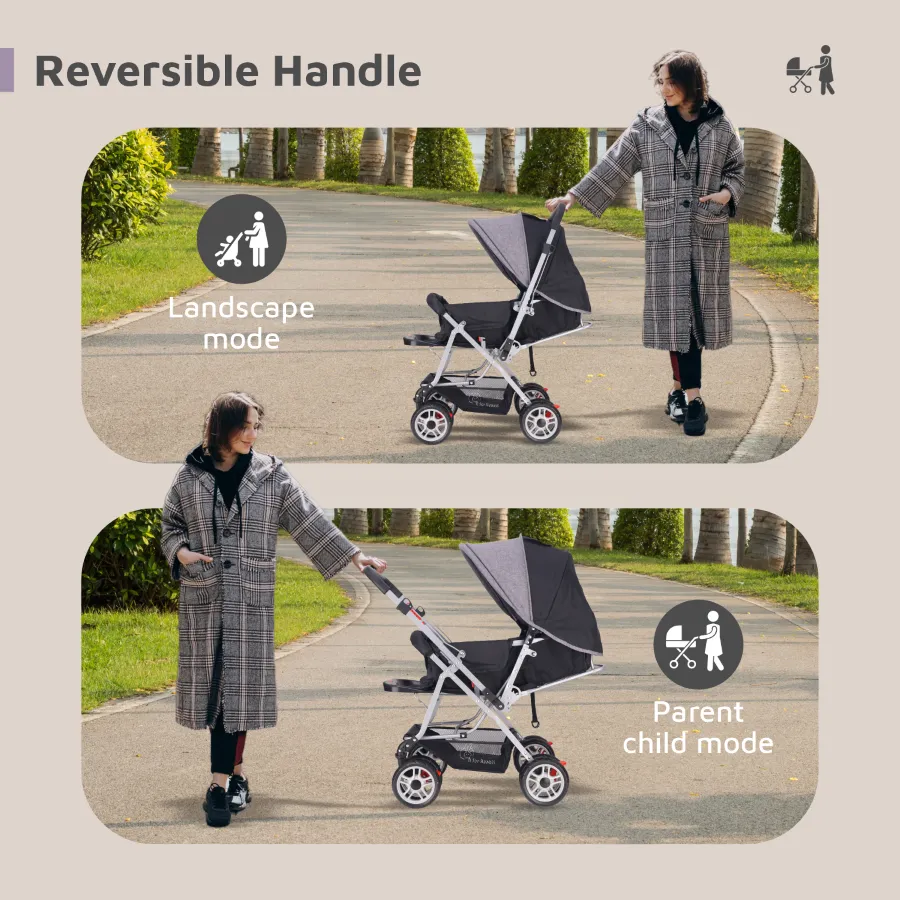 Lollipop Lite Stroller - Travel Friendly, Easy To Fold, Reversible Handle, Wheel Lock, Adjustable Leg Rest