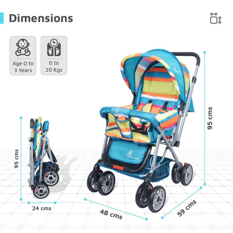 Lollipop Lite Stroller - Travel Friendly, Easy To Fold, Reversible Handle, Wheel Lock, Adjustable Leg Rest