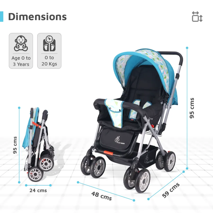 Lollipop Lite Stroller - Travel Friendly, Easy To Fold, Reversible Handle, Wheel Lock, Adjustable Leg Rest
