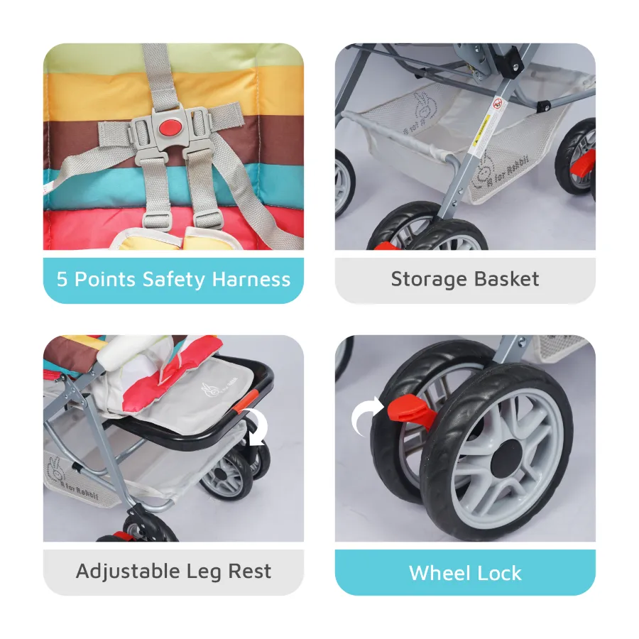 Lollipop Lite Stroller - Travel Friendly, Easy To Fold, Reversible Handle, Wheel Lock, Adjustable Leg Rest