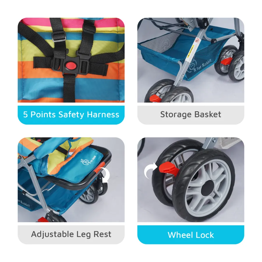 Lollipop Lite Stroller - Travel Friendly, Easy To Fold, Reversible Handle, Wheel Lock, Adjustable Leg Rest