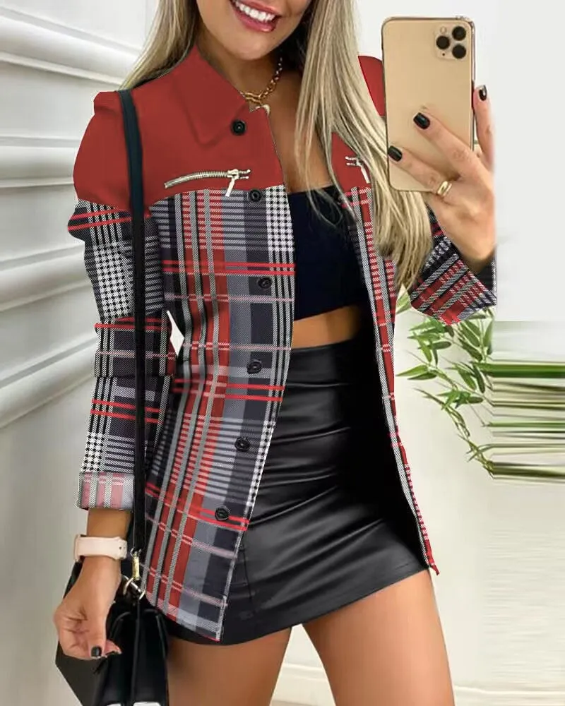 Long-sleeved Zipper Suit Blazers