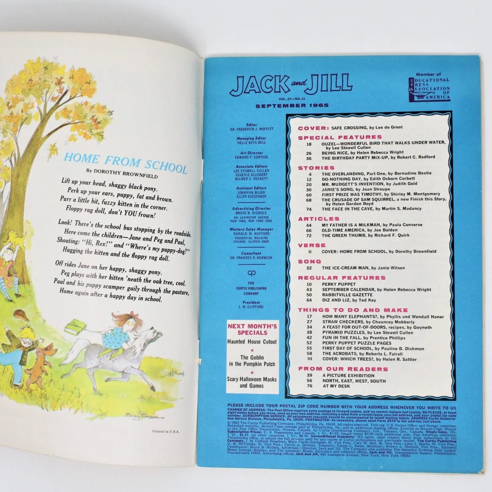 Magazine, Jack and Jill September 1965, Vintage Collectibles