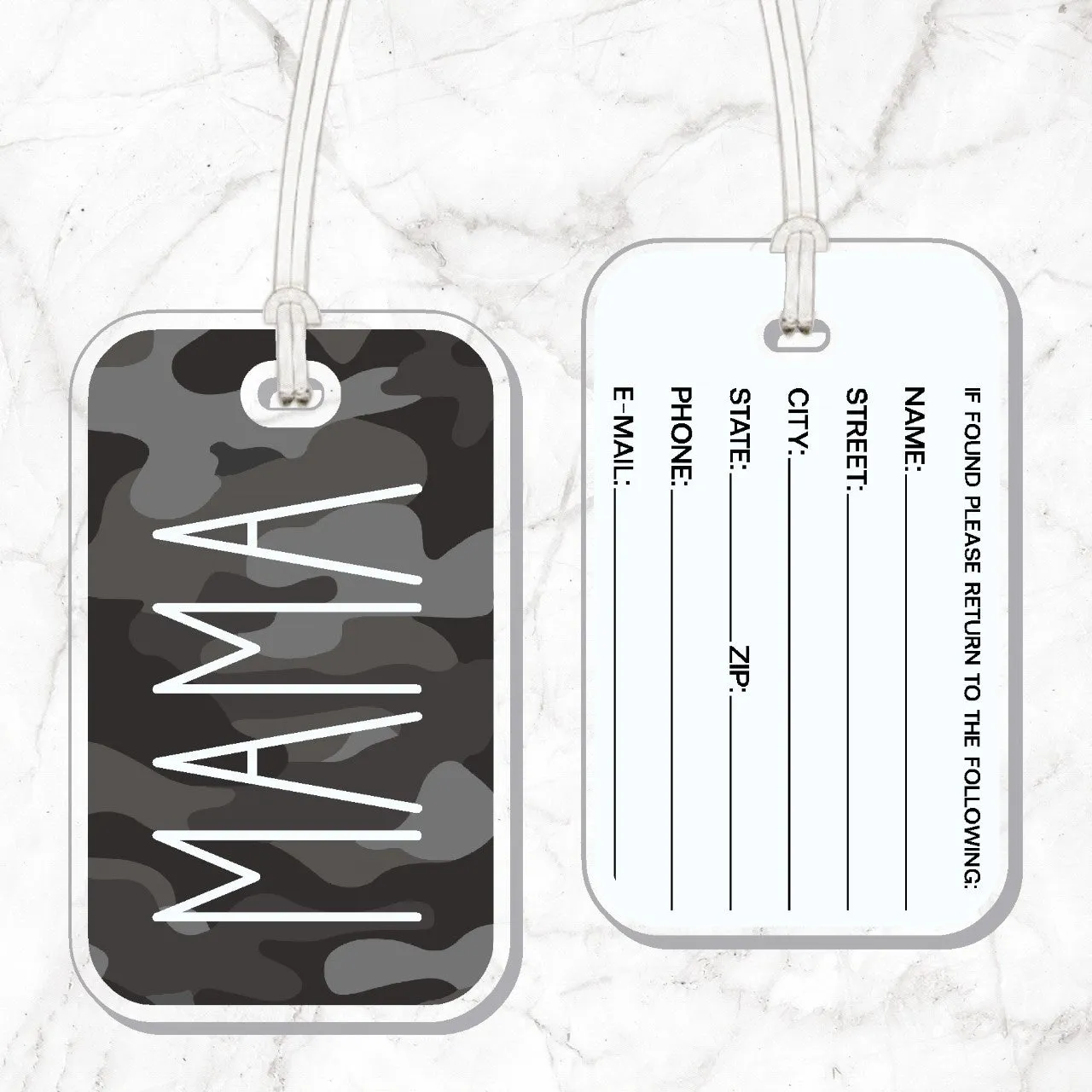Mama Black Camo Bag Tag