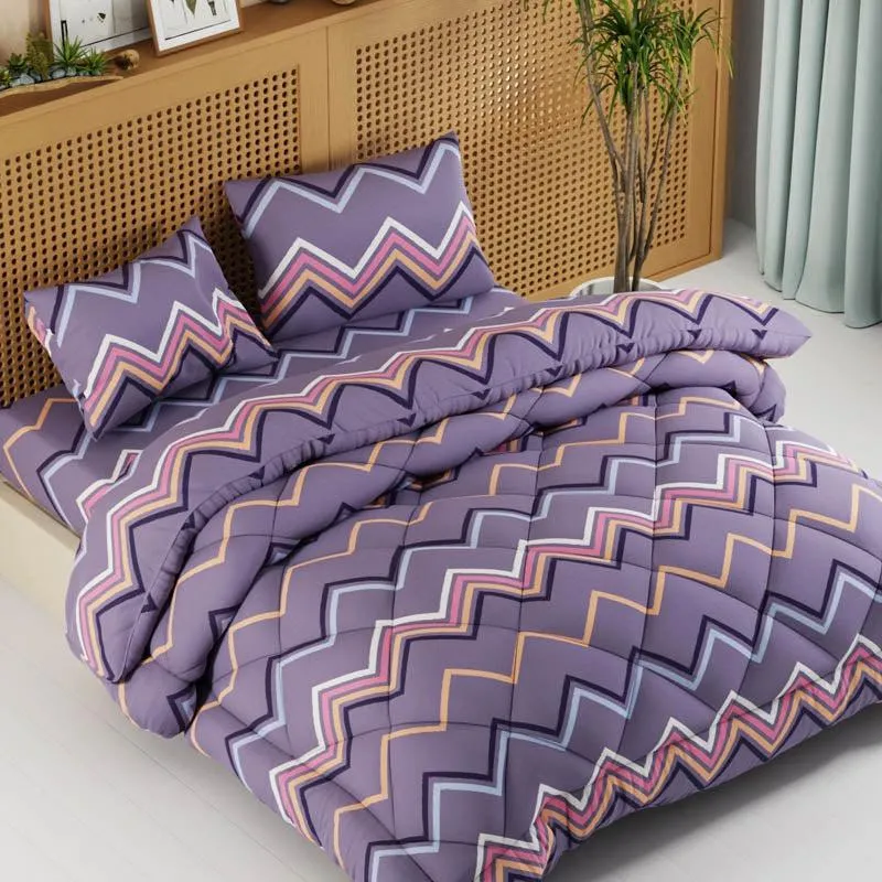 Marina Geometric Bedding Set (Grape) -  Four Piece Set