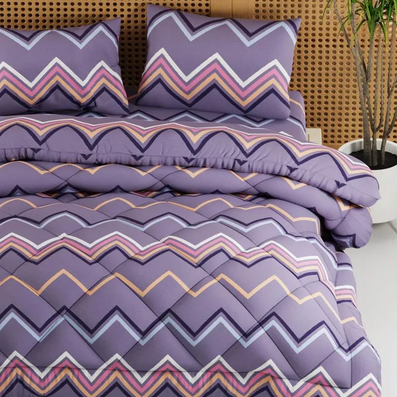 Marina Geometric Bedding Set (Grape) -  Four Piece Set