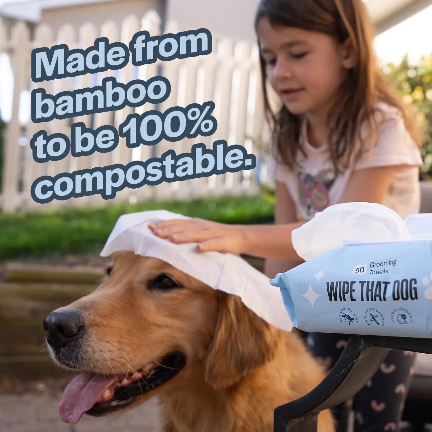 Mighty Good Solutions Wipe That Dog Extra Large Bamboo Grooming Towels, 12 Packs of 50
