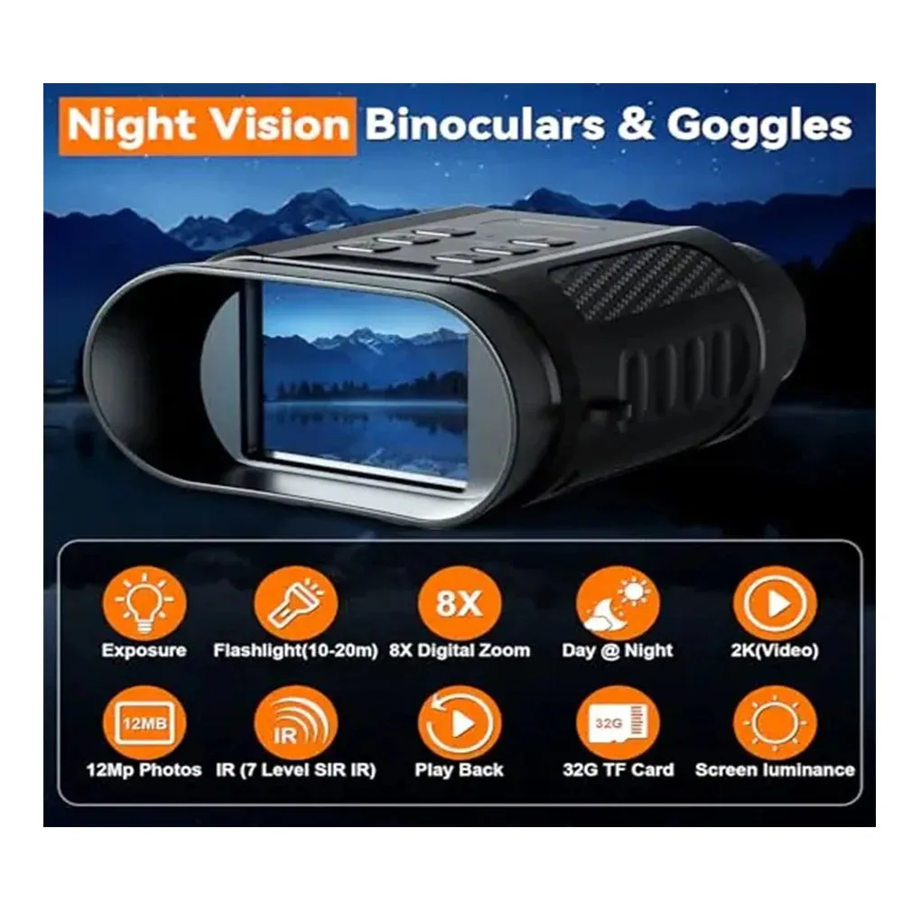 Mini Binocular Night Vision Device High Definition 4K 48MP Outdoor Infrared 8X Digital Zoom Binoculars Infrared Hunting