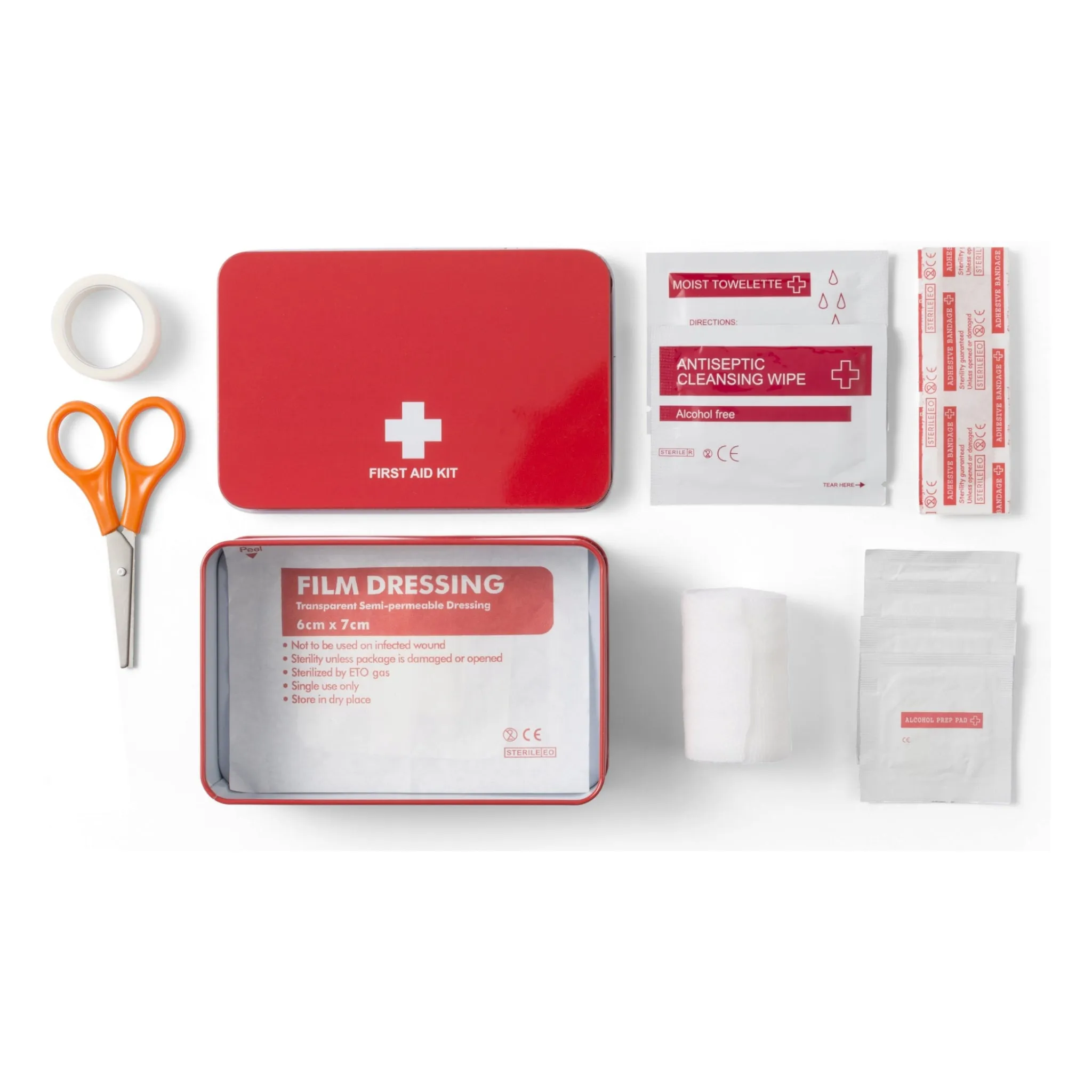 Mini First Aid Steel Tin Box 9.5x13.5cm
