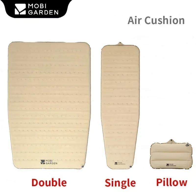 MOBI GARDEN Sponge Air Mattress 5cm Automatic Inflatable Sleeping Pad for Camping Outdoor Cushion Ultralight Folding Mat Pillow