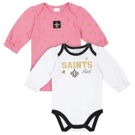 New Orleans Saints Baby Girls Long Sleeve Bodysuits