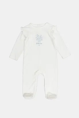 Newborn White Print Sleepsuit