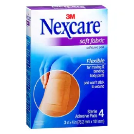 Nexcare SFP34 Soft Fabric Adhesive Gauze Pad, Pack of 4