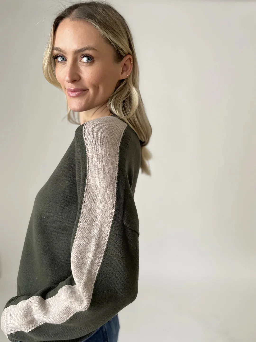 Nicole Stripe Sleeve Sweater